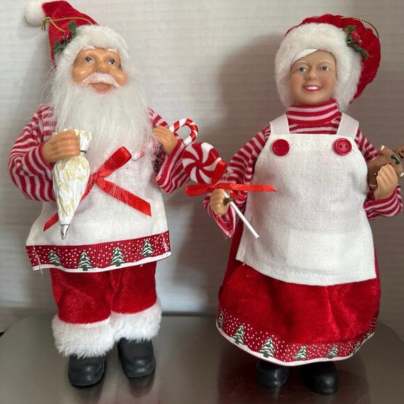 Mr & Mrs Clause 9” set baking light weight for table top/tree decorations NWT - Picture 1 of 5